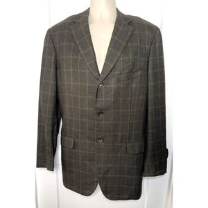 ISAIA 100% Cashmere Windowpane Blazer‎ Sport Coat Made Italy 54 8L US44?